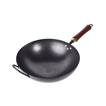 Kalta geležies wok be dangos, neprilipantis paviršius, plokščias dugnas, nerūdijančio plieno dangtis