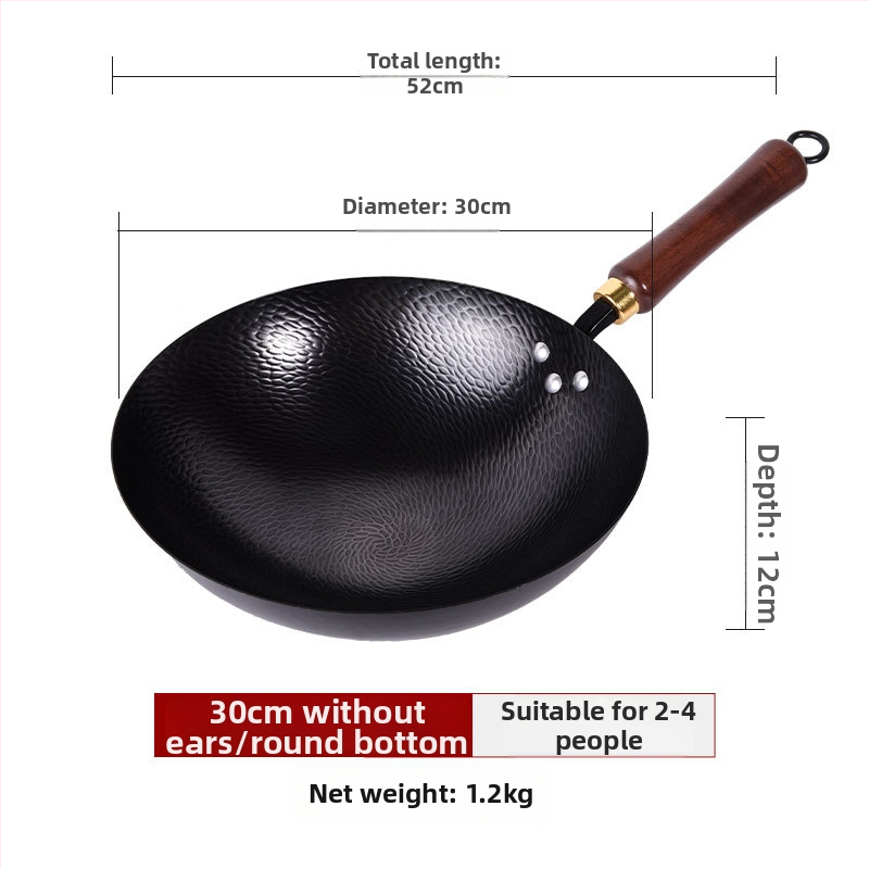 Kalta geležies wok be dangos, neprilipantis paviršius, plokščias dugnas, nerūdijančio plieno dangtis