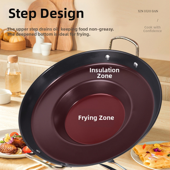 Integrirani tiganj za griliranje i prženje s udubljenim dnom, rafinirano željezo, bez premaza, pogodan za plinske ploče