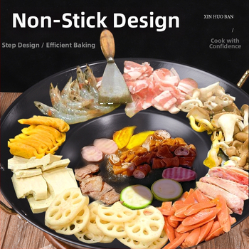 Integrirani tiganj za griliranje i prženje s udubljenim dnom, rafinirano željezo, bez premaza, pogodan za plinske ploče