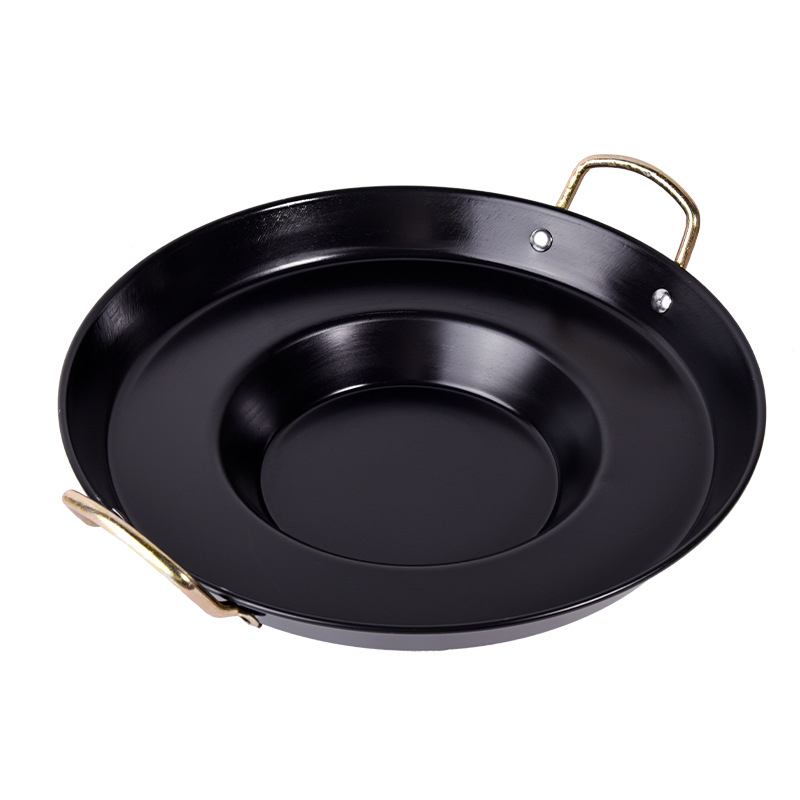 Integrirani tiganj za griliranje i prženje s udubljenim dnom, rafinirano željezo, bez premaza, pogodan za plinske ploče