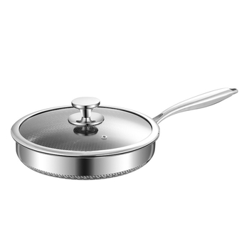 Meilun wok od nehrđajućeg čelika 316, višeslojno dno, staklena poklopac, neprianjajući premaz