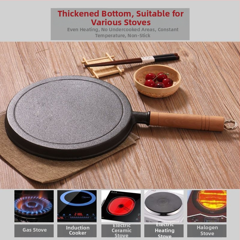 A-22 lijevana tava s ravnim dnom, bez premazivanja, antiadhesivna, kompatibilna s indukcijom i plinskim štednjakom