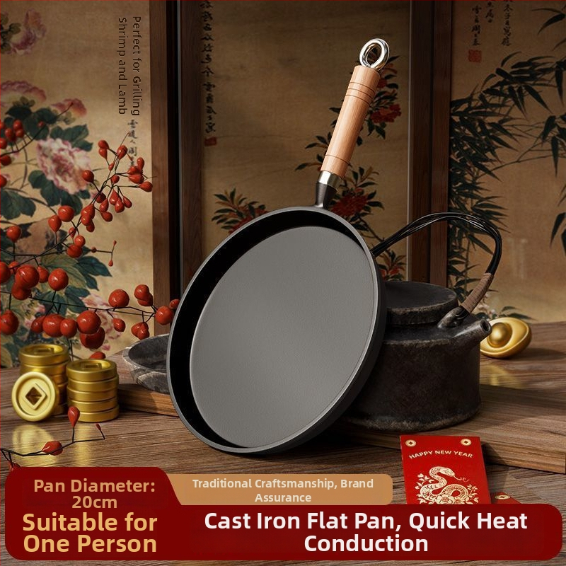 A-22 lijevana tava s ravnim dnom, bez premazivanja, antiadhesivna, kompatibilna s indukcijom i plinskim štednjakom