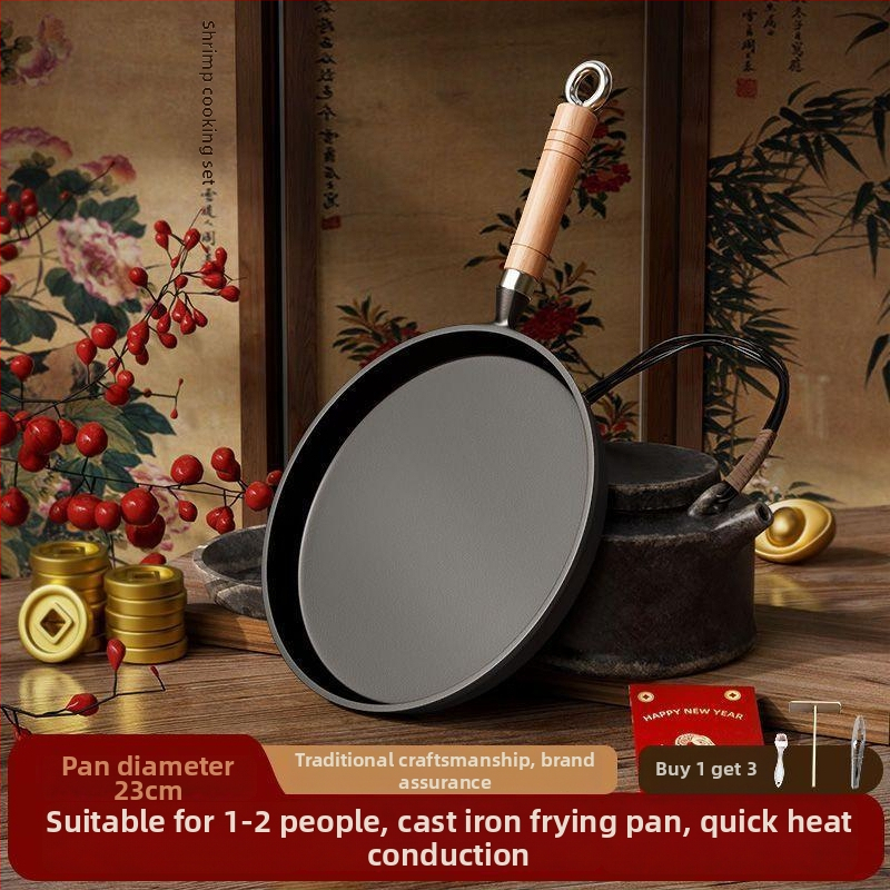 A-22 lijevana tava s ravnim dnom, bez premazivanja, antiadhesivna, kompatibilna s indukcijom i plinskim štednjakom