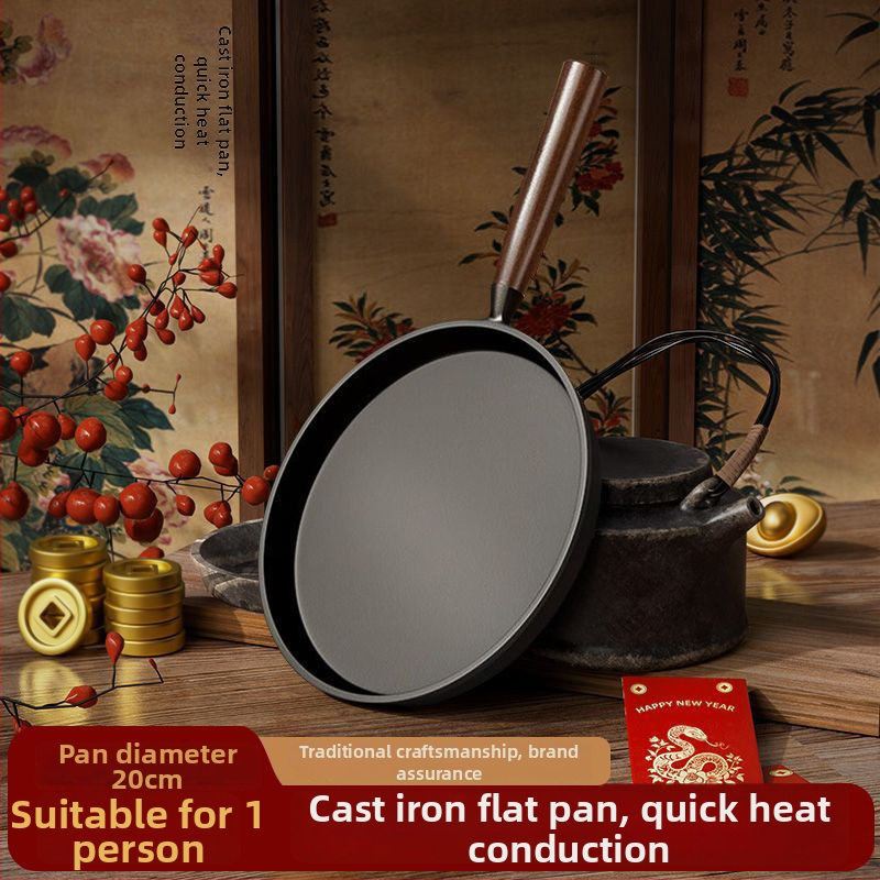 A-22 lijevana tava s ravnim dnom, bez premazivanja, antiadhesivna, kompatibilna s indukcijom i plinskim štednjakom