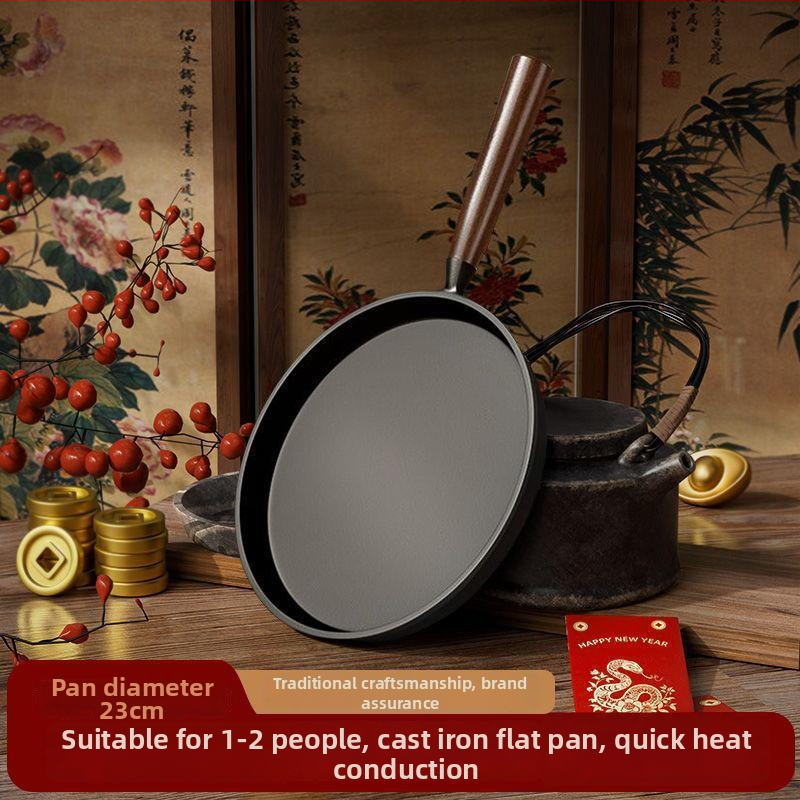 A-22 lijevana tava s ravnim dnom, bez premazivanja, antiadhesivna, kompatibilna s indukcijom i plinskim štednjakom