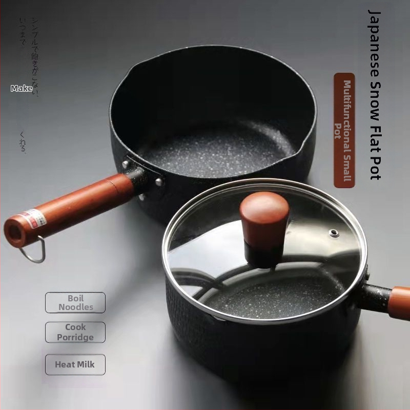 Pieninis puodas iš geležies su nelipnia danga, modelis NG001, stiklo dangtelis