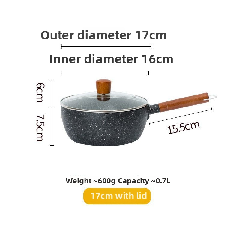 Pieninis puodas iš geležies su nelipnia danga, modelis NG001, stiklo dangtelis