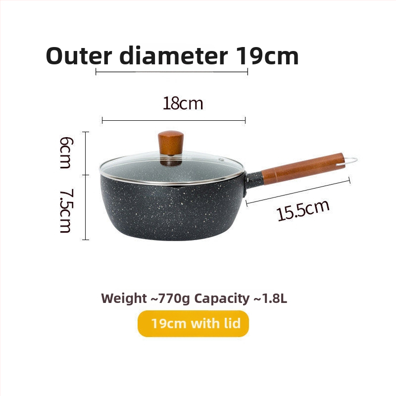 Pieninis puodas iš geležies su nelipnia danga, modelis NG001, stiklo dangtelis