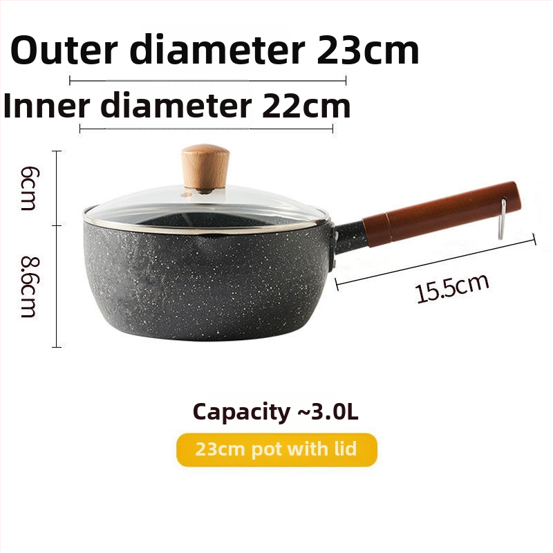 Pieninis puodas iš geležies su nelipnia danga, modelis NG001, stiklo dangtelis