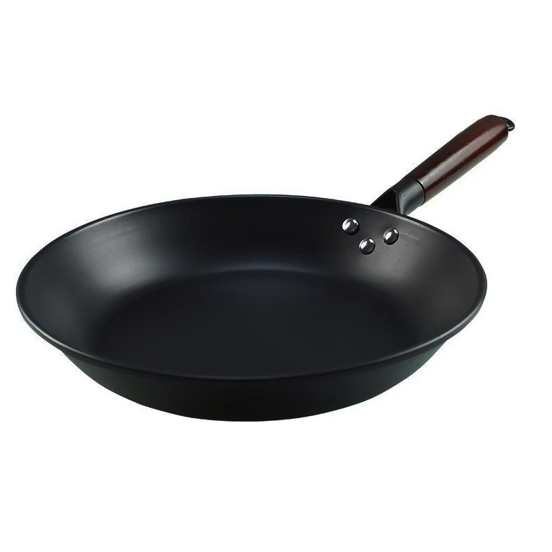 Nitriduota plokšči kepimo keptuvė iš plono geležies, vieno dugno, tinkama dujinei ir indukcinei viryklei, 1–3 kg