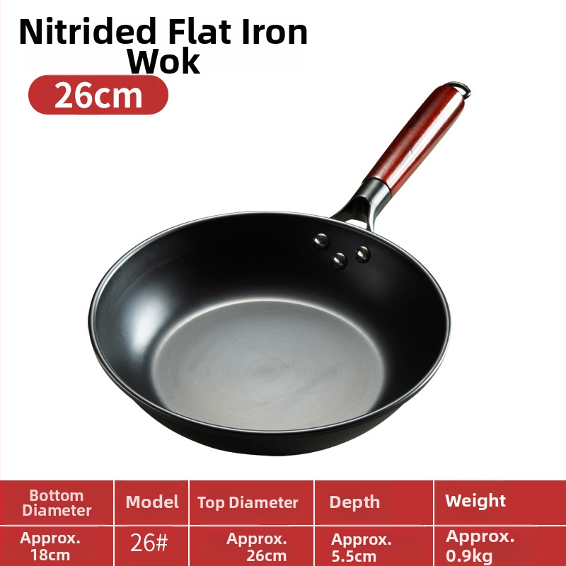 Nitriduota plokšči kepimo keptuvė iš plono geležies, vieno dugno, tinkama dujinei ir indukcinei viryklei, 1–3 kg