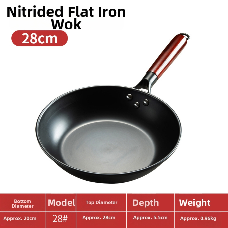 Nitriduota plokšči kepimo keptuvė iš plono geležies, vieno dugno, tinkama dujinei ir indukcinei viryklei, 1–3 kg