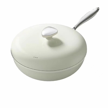 Tava za prženje s Maifan kamenjem, školjkasti dizajn, bez premaza, dvostruko dno, stakleni poklopac, višefunkcionalna