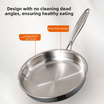 Keptuvė su plokščiu dugnu iš 316 nerūdijančio plieno, be dangos, maisto kokybės, sutirštinta, suderinama su indukcine virykle