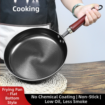 Keptuvė iš kaltojo geležies su veidrodiniu paviršiumi, rankų kalimo, be dangos, su vienu dugnu, svoris 1,15–1,75 kg, tinkama dujinėms viryklėms