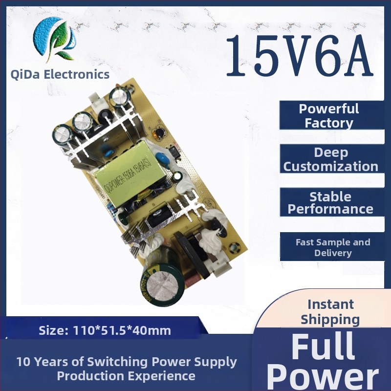 Maitinimo plokštė su jungikliu – išvestis 15V 6A, 90W, CE sertifikuota, efektyvumas ≥87%