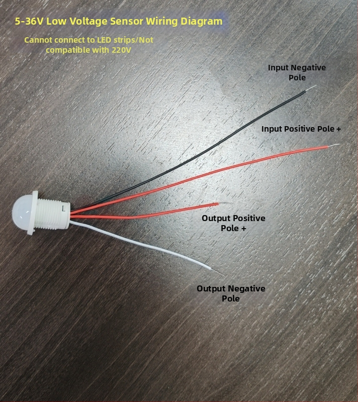 Infraraudonųjų spindulių žmogaus jutiklio modulis su išmaniu vėlinamuoju apšvietimo valdymu, su šviesos jutikliu; vėlinimo laikas 30–40 s; įtampa 110–240 V AC arba 12–36 V DC; tinka spintoms, muilo dozatoriams, apšvietimui