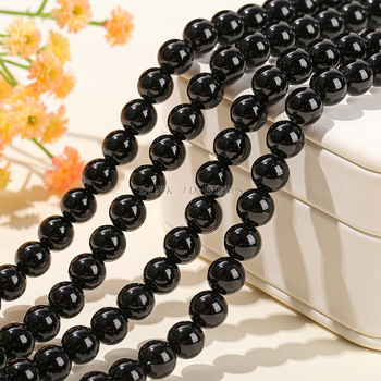 Prirodne crne obsidijanske okrugle perle za izradu DIY nakita, slobodne perle