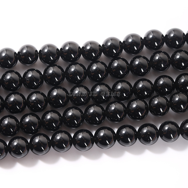 Prirodne crne obsidijanske okrugle perle za izradu DIY nakita, slobodne perle