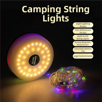Jiadi LED apšvietimas kempingui – Įkraunama 5V LED grandinė lemputė su jungikliu