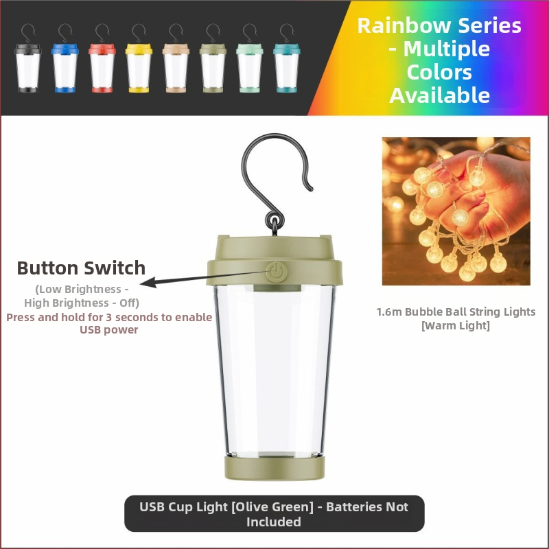 Jiadi LED apšvietimas kempingui – Įkraunama 5V LED grandinė lemputė su jungikliu