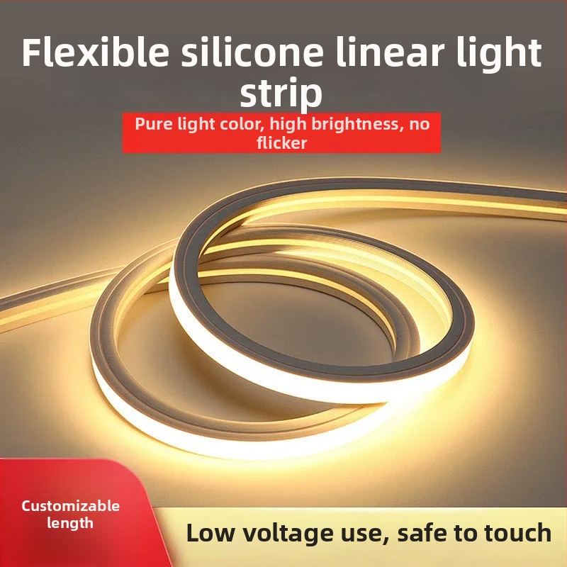 Flexibilný silikónový LED pás so 12V/24V, vodotesný, samolepiaci, zabudovaný lineárny kanál