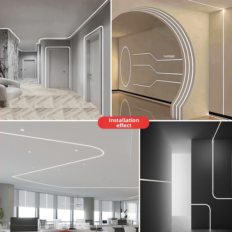 Flexibilný silikónový LED pás so 12V/24V, vodotesný, samolepiaci, zabudovaný lineárny kanál