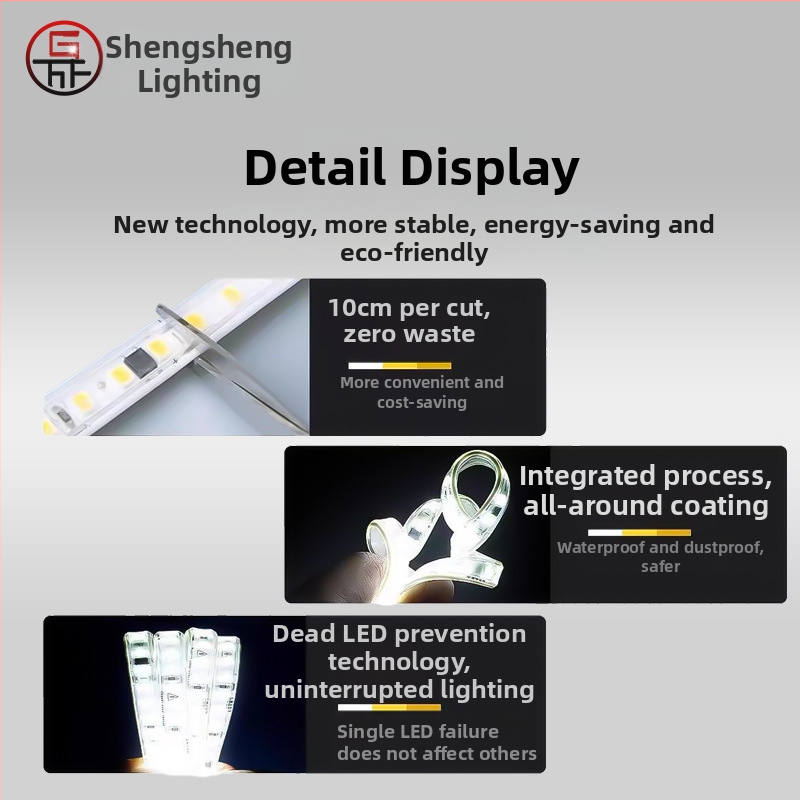 LED pásik 220V, 2835 čipy, 120 LED, 180° lúč, vodotesný