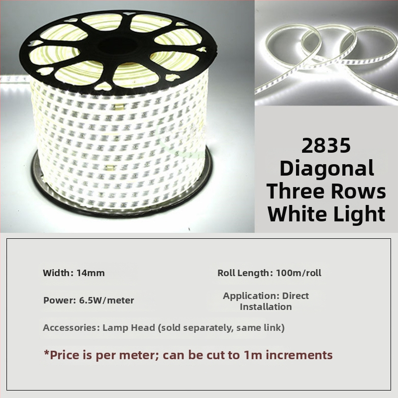 LED лента монохромна, 160 светодиода 5730, 8W, 220V
