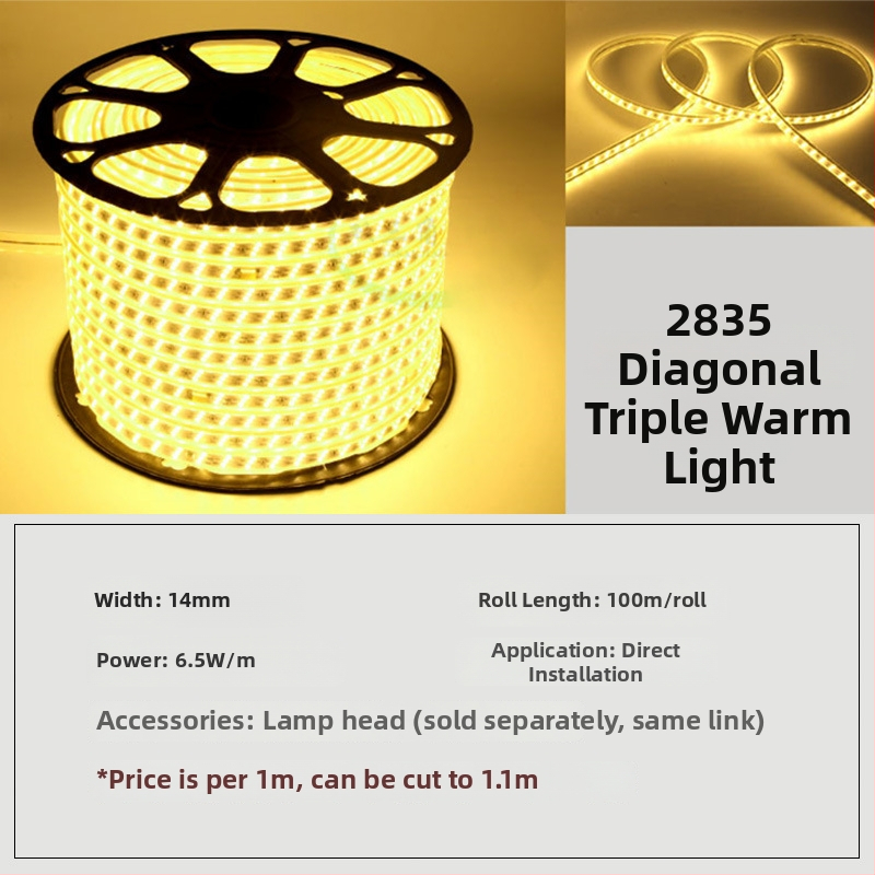 LED лента монохромна, 160 светодиода 5730, 8W, 220V