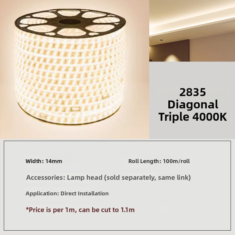 LED лента монохромна, 160 светодиода 5730, 8W, 220V
