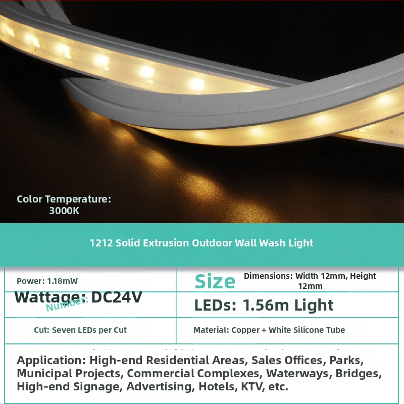 Väline veekindel LED-seina pesulampriba, 18W, 2835 LED, 56/m, kiirgusnurk 30°