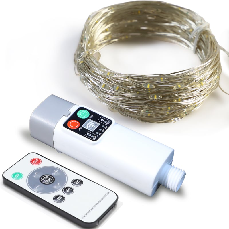 LED string svjetla s bakrenim žicom za dekoraciju - USB napajanje, daljinski upravljač, IP43, 5000 lm, regulacija jačine svjetla