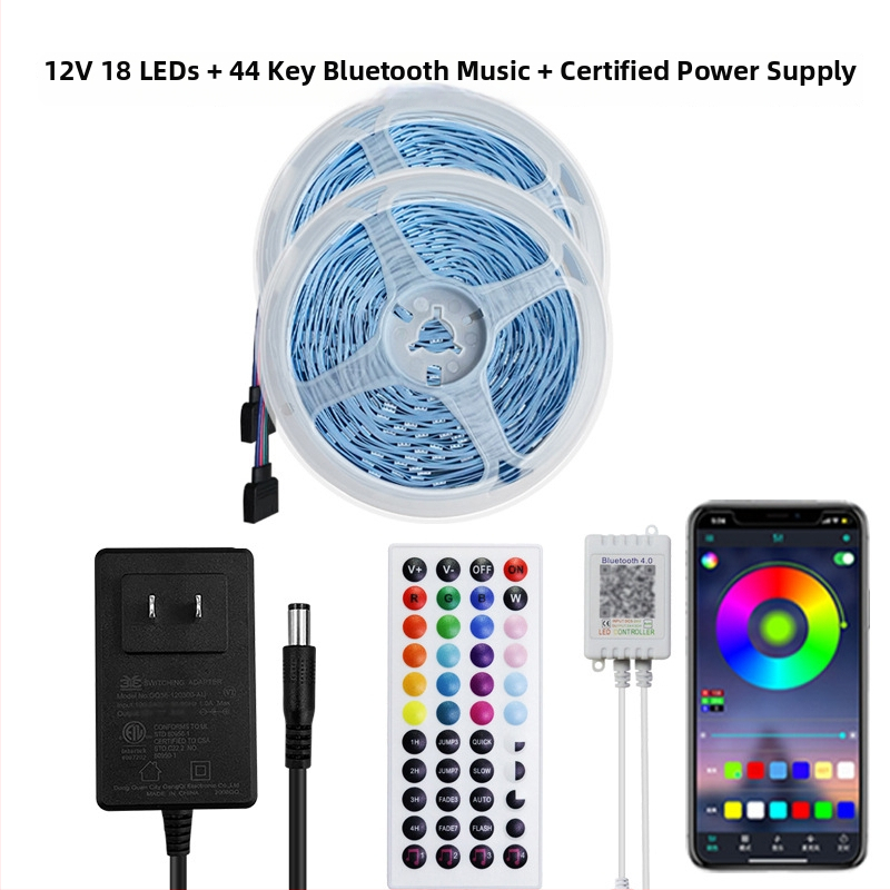 RGB LED-riba 12V, 5050 LED-id, Bluetooth rakenduse juhtimine muusika süntrooniaga, isekleepuv