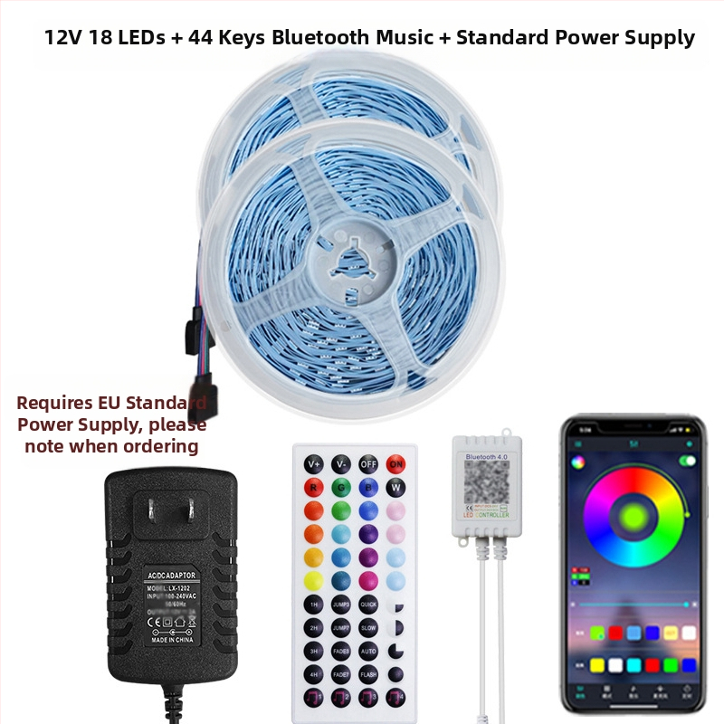 RGB LED-riba 12V, 5050 LED-id, Bluetooth rakenduse juhtimine muusika süntrooniaga, isekleepuv
