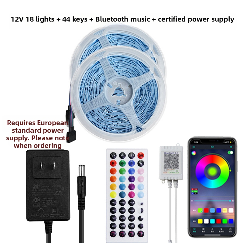 RGB LED-riba 12V, 5050 LED-id, Bluetooth rakenduse juhtimine muusika süntrooniaga, isekleepuv
