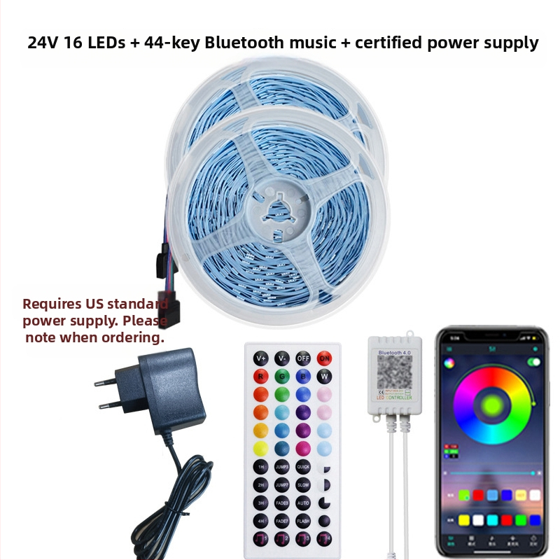 RGB LED-riba 12V, 5050 LED-id, Bluetooth rakenduse juhtimine muusika süntrooniaga, isekleepuv
