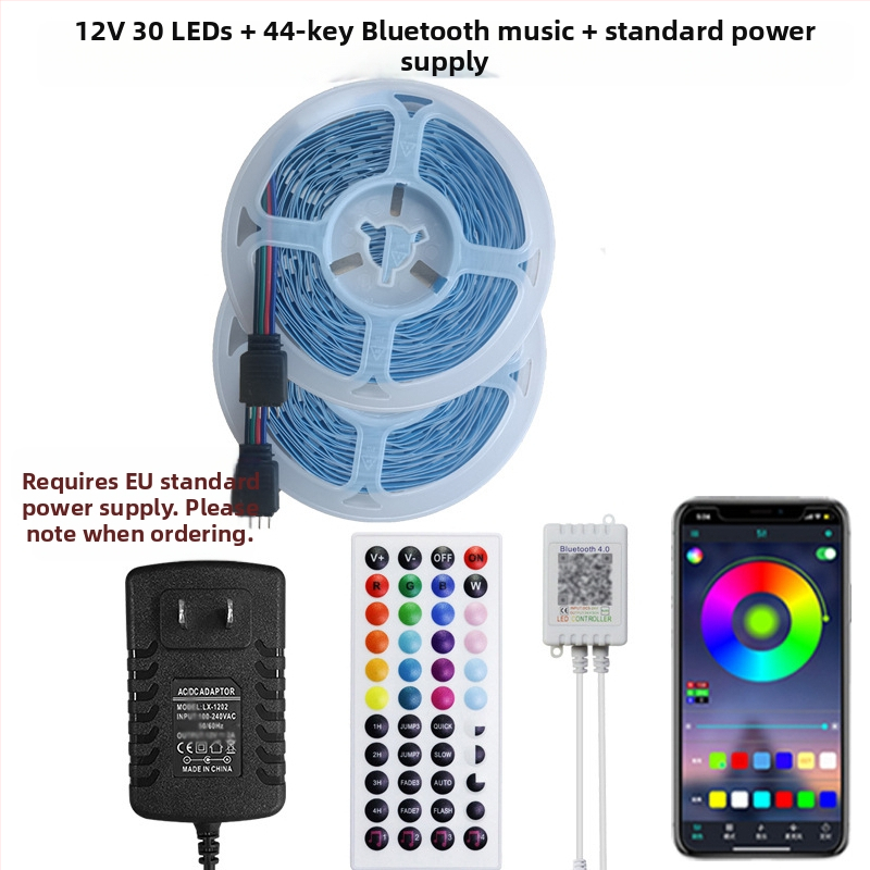 RGB LED-riba 12V, 5050 LED-id, Bluetooth rakenduse juhtimine muusika süntrooniaga, isekleepuv