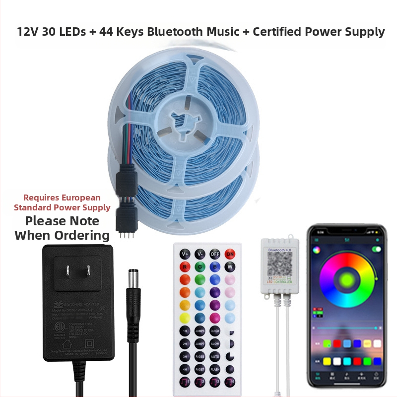 RGB LED-riba 12V, 5050 LED-id, Bluetooth rakenduse juhtimine muusika süntrooniaga, isekleepuv
