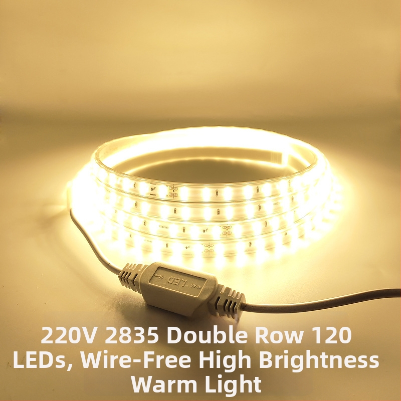 2835 LED juosta, 220V, dviejų eilių, 120 LED, Sanan LED mikroschemos