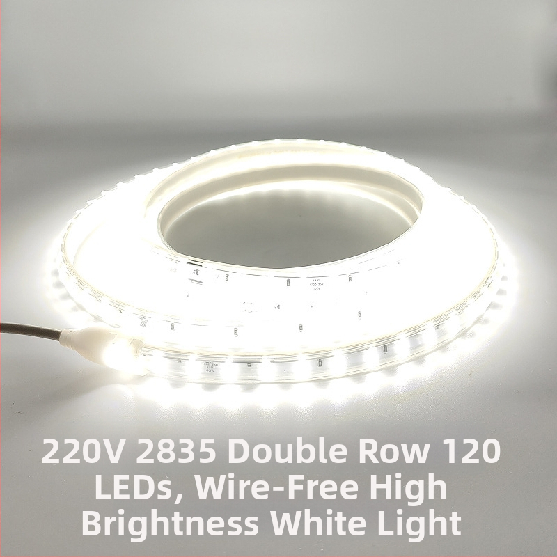 2835 LED juosta, 220V, dviejų eilių, 120 LED, Sanan LED mikroschemos