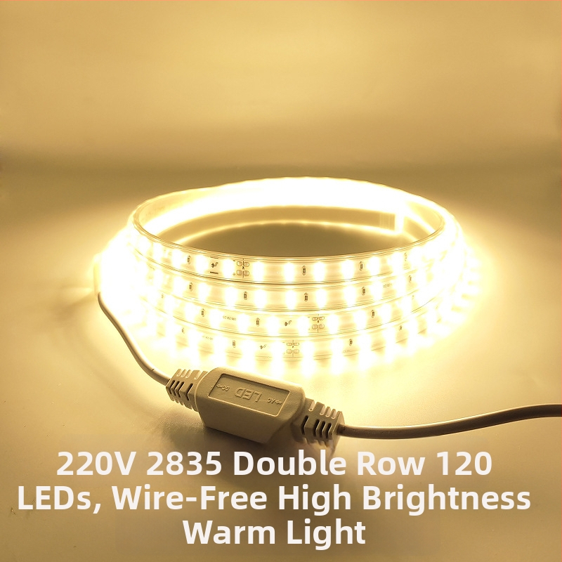 2835 LED juosta, 220V, dviejų eilių, 120 LED, Sanan LED mikroschemos
