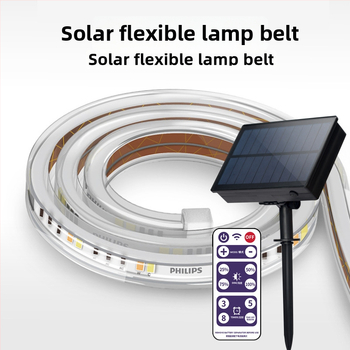 Saulės energijos LED juosta lauko kiemo dekoracijoms (Maitinimas: Saulės energija, Baterija, USB; Valdymas: mygtukas/nuotolinis; Personalizavimas)