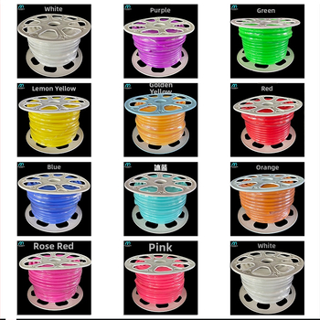 LED Jagatud Neonriba — paindlik silikoon, veekindel välireklaami valgustus; 8W/m, 5/12V, 110/120 LED (2835), valgusvihude nurk 120°, tööiga 50 000 h