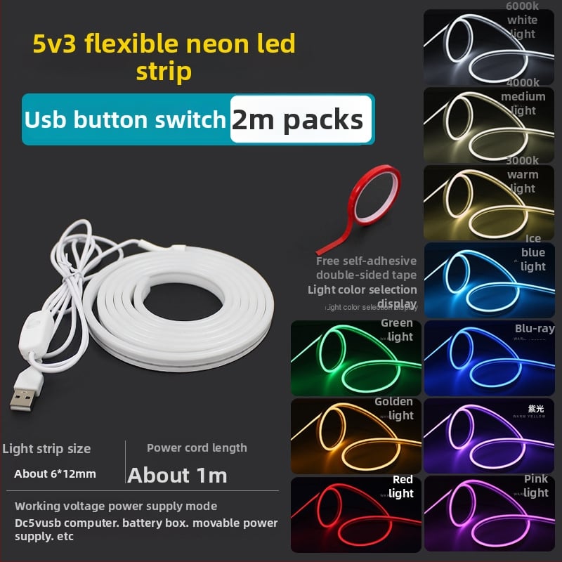 USB-üzemű LED-szalag, 5V bemenet, 6 W/m, 2835 LED-ek, Sanan Optoelectronics, emberi testérzékelővel történő vezérlés