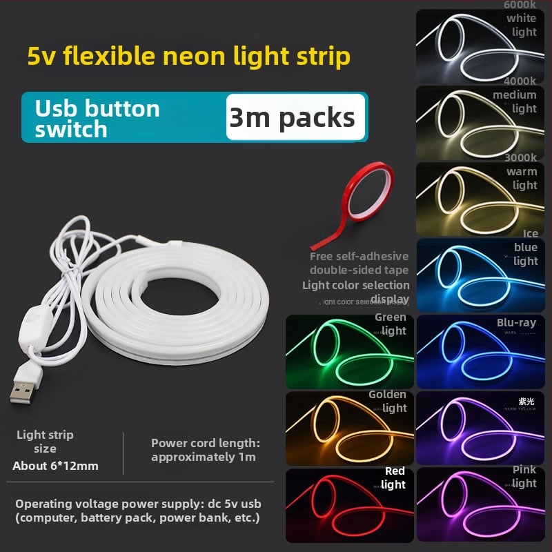 USB-üzemű LED-szalag, 5V bemenet, 6 W/m, 2835 LED-ek, Sanan Optoelectronics, emberi testérzékelővel történő vezérlés