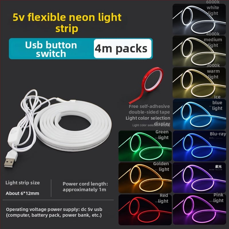 USB-üzemű LED-szalag, 5V bemenet, 6 W/m, 2835 LED-ek, Sanan Optoelectronics, emberi testérzékelővel történő vezérlés