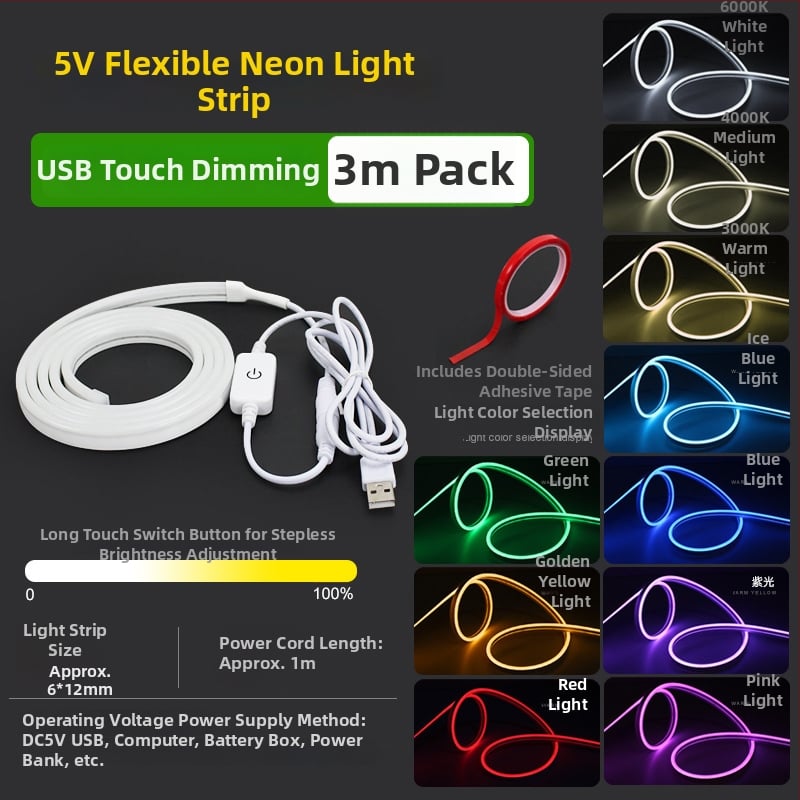 USB-üzemű LED-szalag, 5V bemenet, 6 W/m, 2835 LED-ek, Sanan Optoelectronics, emberi testérzékelővel történő vezérlés